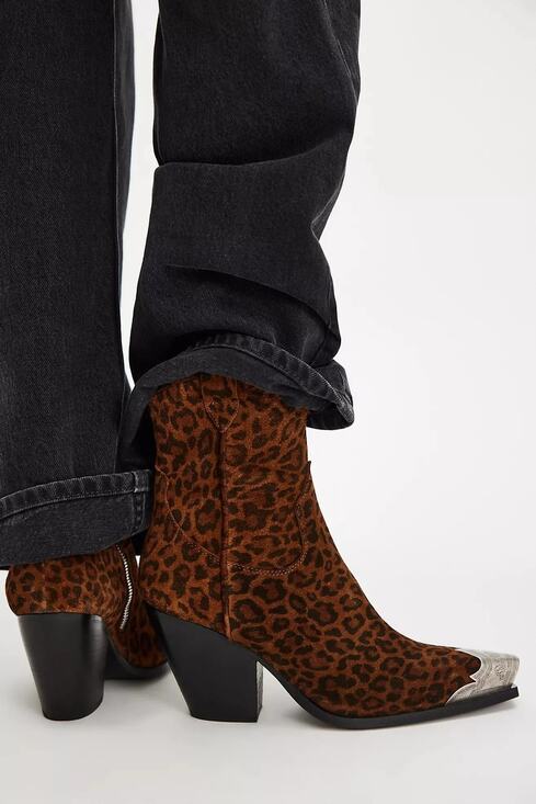 Free People Shoes - Free People Brayden Western Boots, Leopard Suede, NWOT, Size 38 1/2